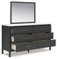 Cadmori Full Upholstered Panel Bed with Mirrored Dresser, Chest and 2 Nightstands