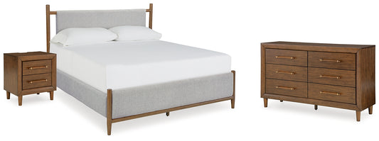 Lyncott King Upholstered Bed with Dresser and Nightstand