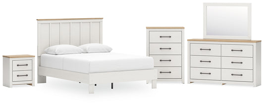 Linnocreek Queen Panel Bed with Mirrored Dresser, Chest and Nightstand