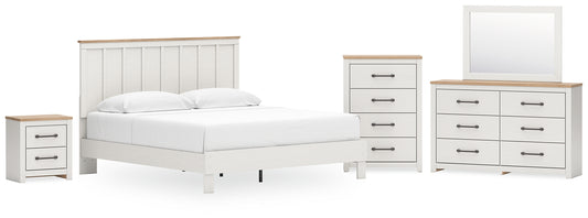 Linnocreek King Panel Bed with Mirrored Dresser, Chest and Nightstand